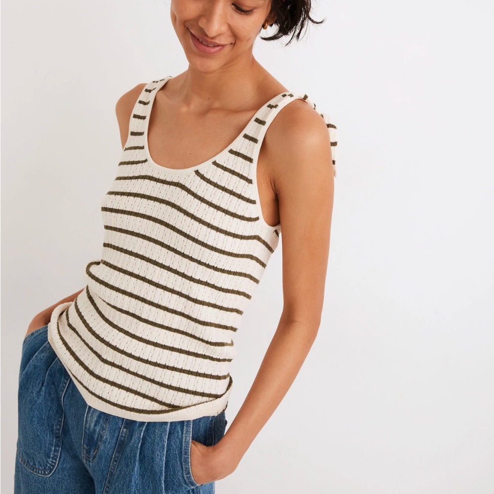 Madewell Striped Digby Tie-Strap Sweater Tank, Size XS